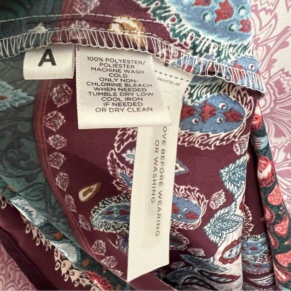 LOFT Vine Paisley Off The Shoulder Halter Dress Pink Multicolor Size Medium - Picture 9 of 9